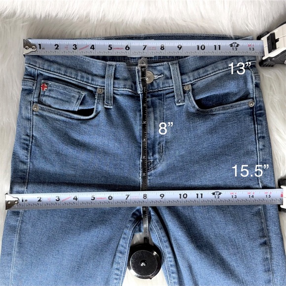 Hudson Fringe Hem Mid Rise Medium Wash Ankle Cropped Super Skinny Jeans Size 25 - Picture 11 of 12
